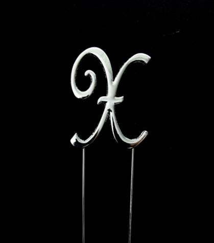 SILVER LETTER X CAKE TOPPER