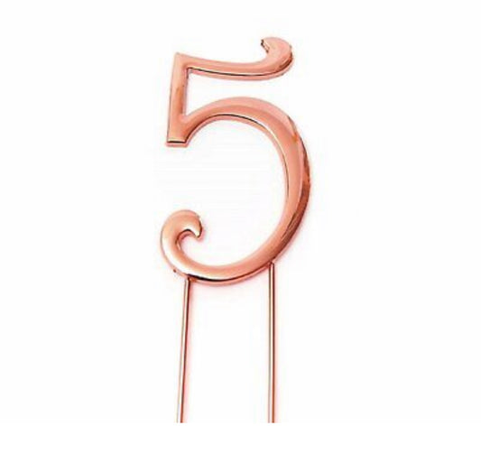 ROSE GOLD NUMBER 5 CAKE TOPPER