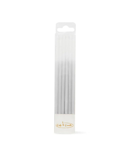 TALL CAKE CANDLES OMBRE SILVER