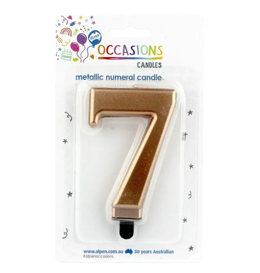 METALLIC ROSE GOLD NUMBER 7 CANDLE