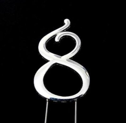 SILVER NUMBER 8 CAKE TOPPER