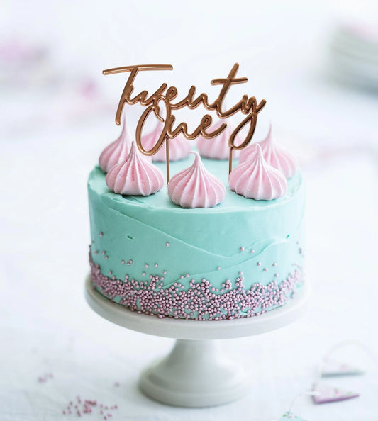 TWENTY ONE ROSE GOLD METAL CAKE TOPPER