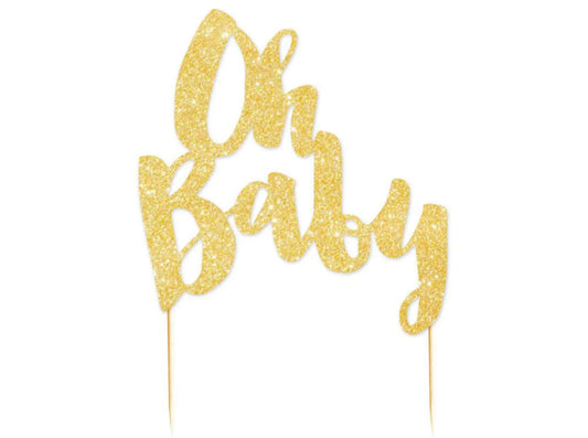 GOLD OH BABY GLITTER CAKE TOPPER