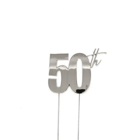 50TH SILVER METAL CAKE TOPPER