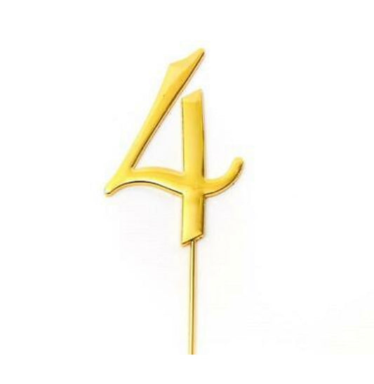 GOLD NUMBER 4 CAKE TOPPER