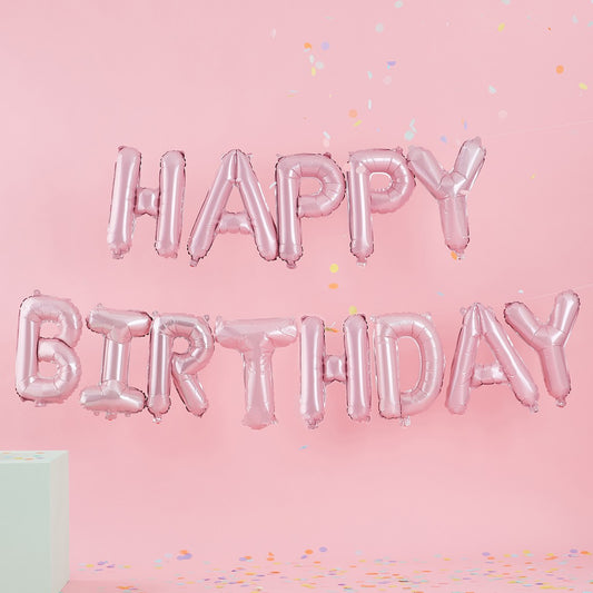 MATTE PINK HAPPY BIRTHDAY BALLOON BUNTING