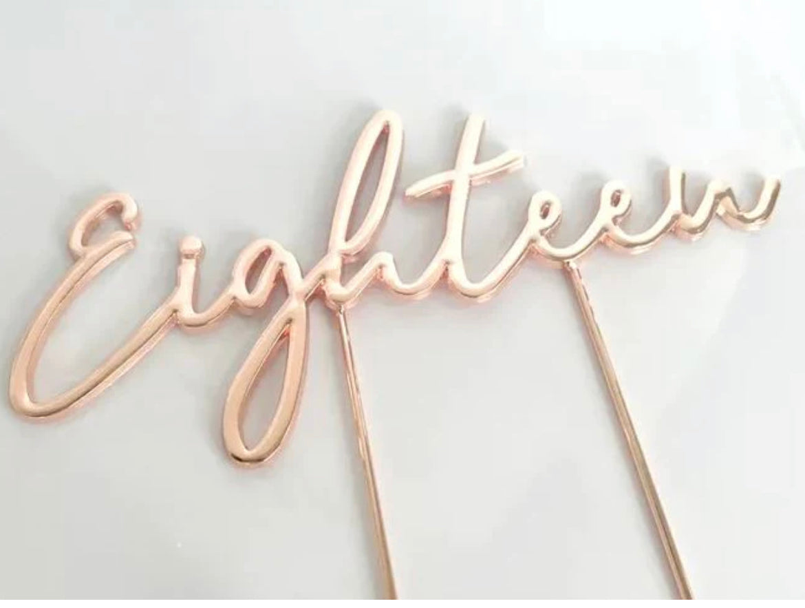 EIGHTEENTH ROSE GOLD CAKE TOPPER