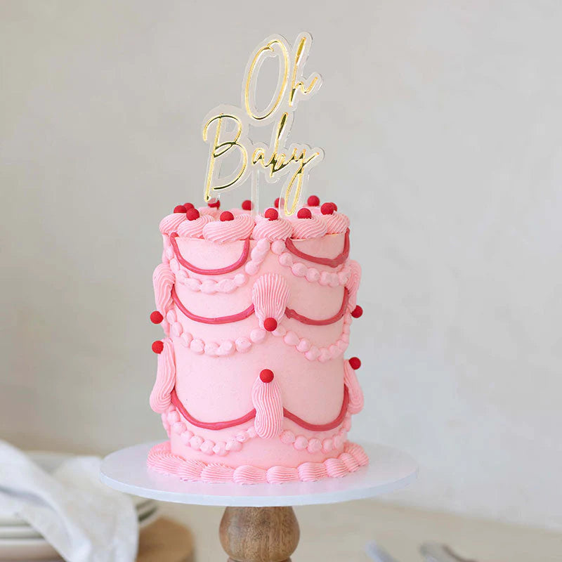 OH BABY GOLD & CLEAR ACRYLIC CAKE TOPPER