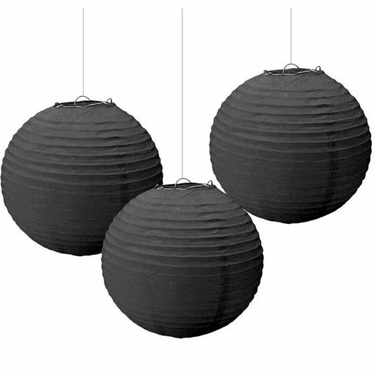 PAPER LANTERNS BLACK (PACK OF 3)