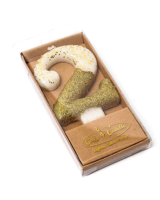 GOLD GLITTER DIPPED CANDLE NUMBER 2
