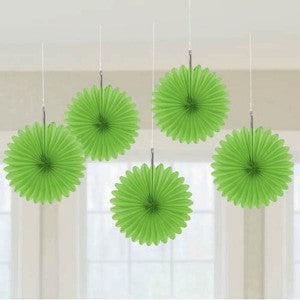 MINI FAN DECORATIONS 5 PACK - GREEN