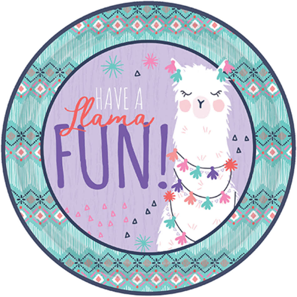 Llama Fun Round Dinner Plates 9"/23cm
