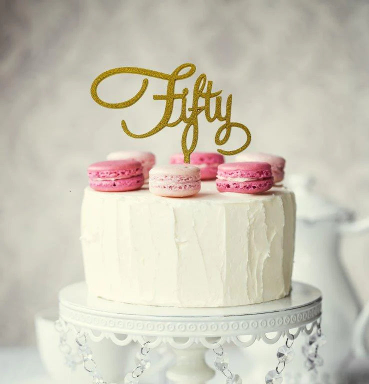 GOLD GLITTER FIFTY CAKE TOPPER