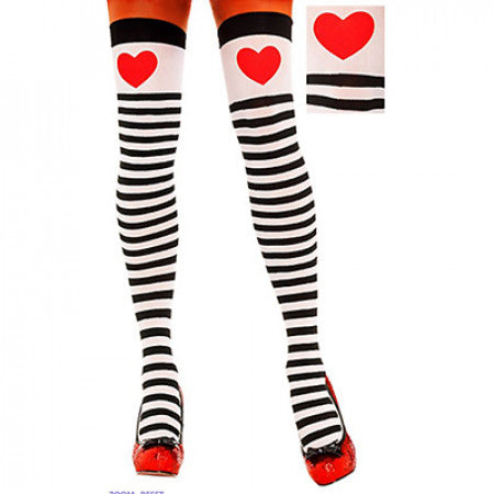 ADULTS HEART & STRIPE THIGH HIGHS