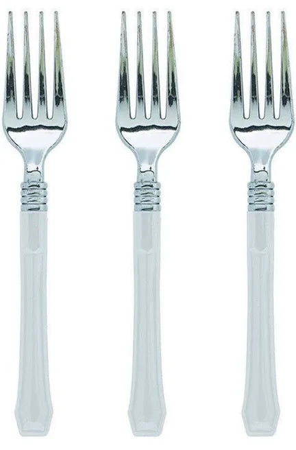 WHITE & SILVER PREMIUM FORKS 20PK