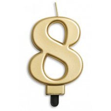 METALLIC GOLD NUMBER 8 CANDLE