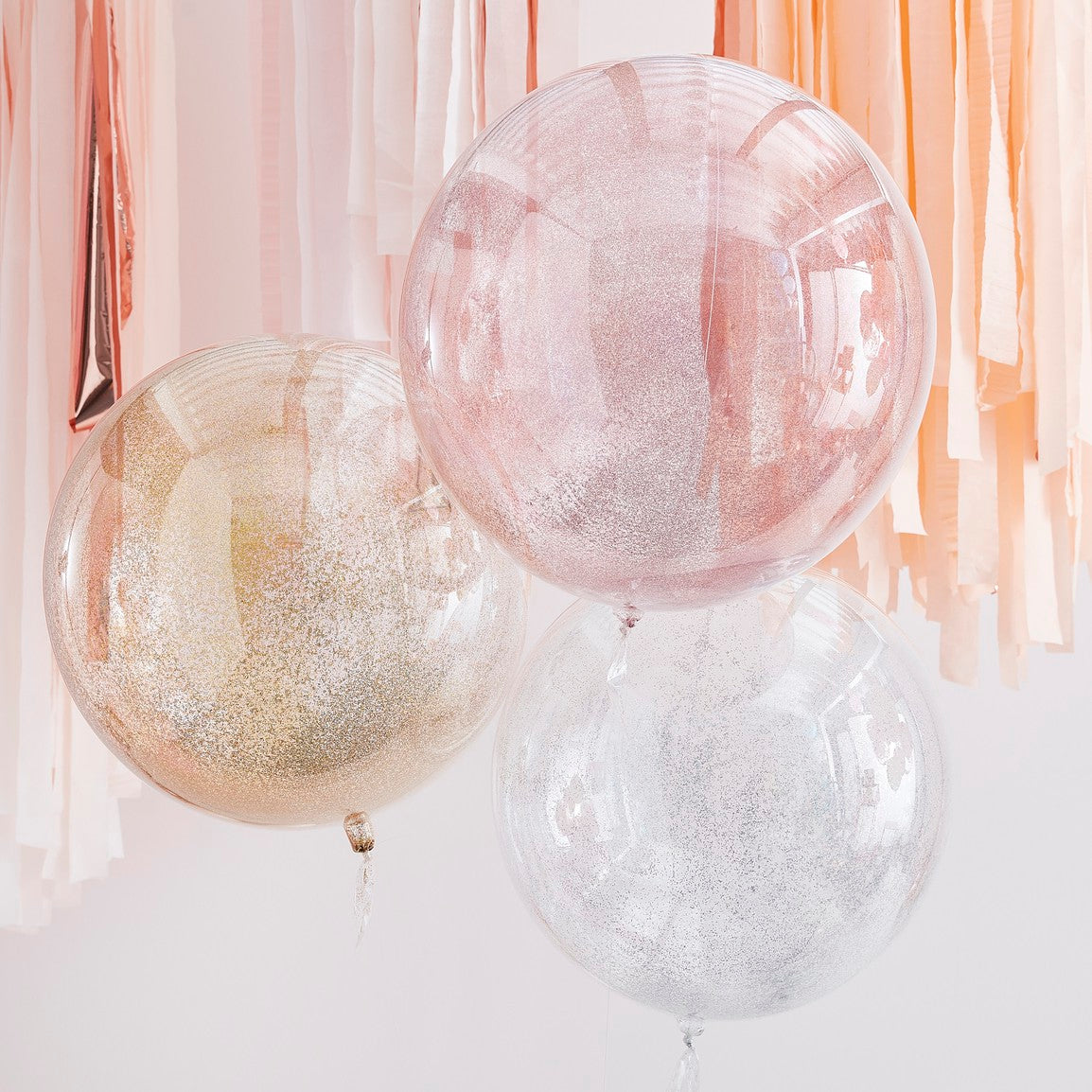 METALLIC GLITTER FILLED ORB BALLOONS