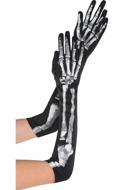BLACK & BONE SKELETON LONG GLOVES