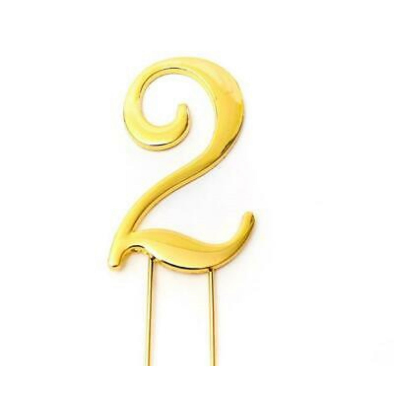 GOLD NUMBER 2 CAKE TOPPER