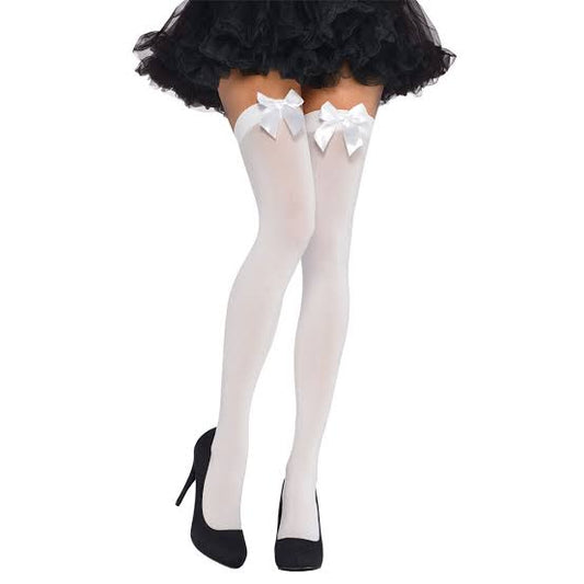 ADULTS SATIN BOW THIGH HIGHS