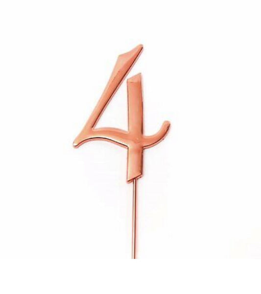 ROSE GOLD NUMBER 4 CAKE TOPPER