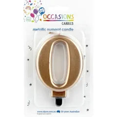 METALLIC ROSE GOLD NUMBER 0 CANDLE