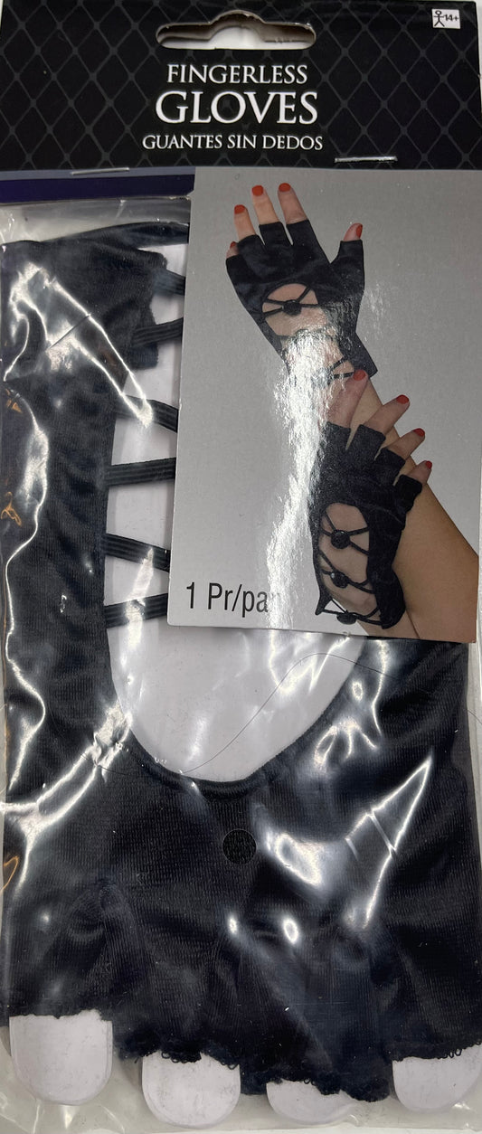 BLACK FINGERLESS GLOVES