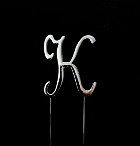 SILVER LETTER K CAKE TOPPER