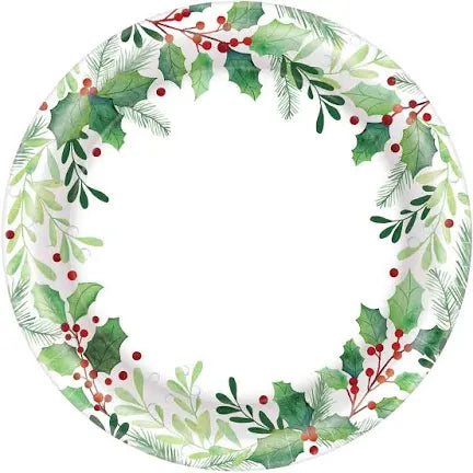 TRADITIONAL HOLLY PLATES 17CM - PK40