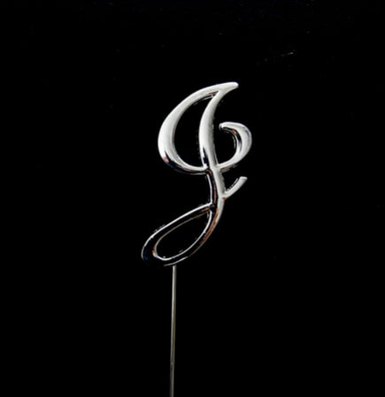 SILVER LETTER J CAKE TOPPER