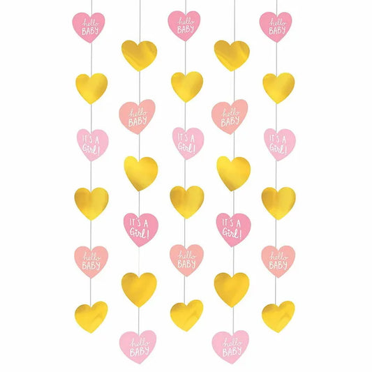 BABY SHOWER GIRL STRING DECORATIONS (PACK OF 6)