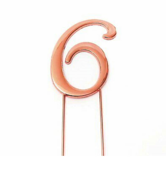 ROSE GOLD NUMBER 6 CAKE TOPPER