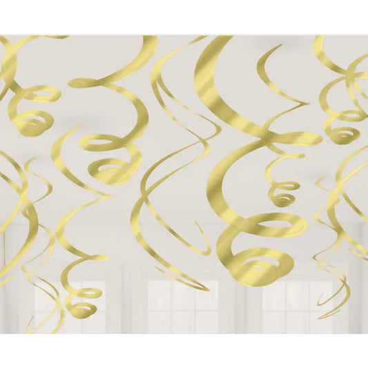 GOLD SWIRL DECORATIONS (PACK OF 12)