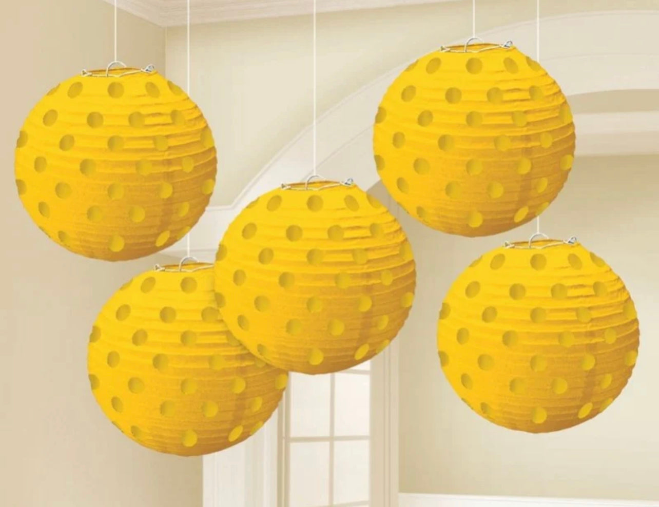 MINI PAPER PAPER LANTERNS 5PK - YELLOW