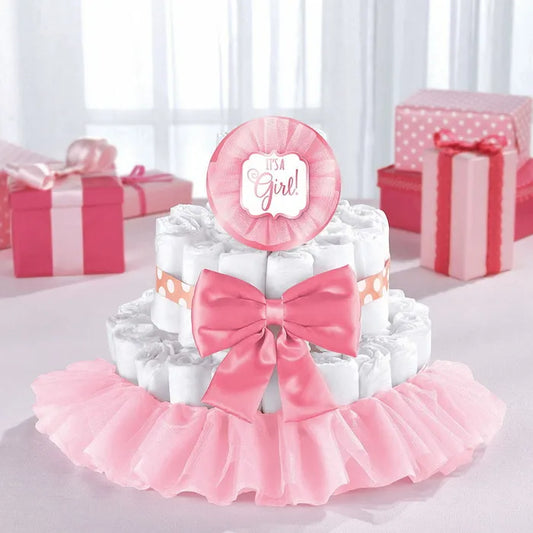 BABY SHOWER IT'S A GIRL NAPPY CAKE DECORATING KIT