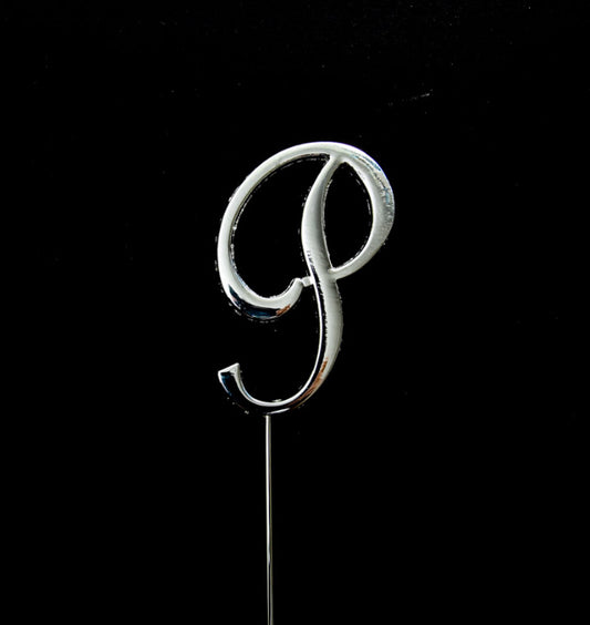 SILVER LETTER P CAKE TOPPER