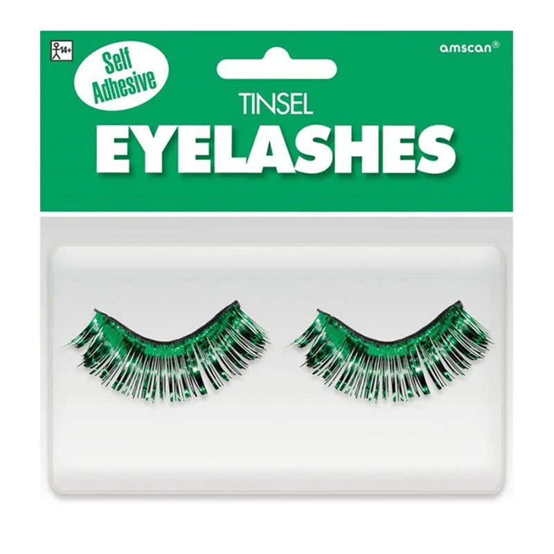 TEAM SPIRIT GREEN TINSEL EYELASHES