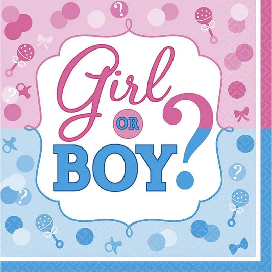 GIRL OR BOY LARGE NAPKINS / SERVIETTES (PACK OF 16)