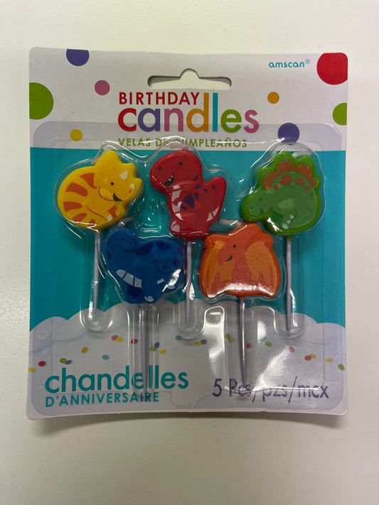 DINOSAUR TOOTHPICK CANDLES PK5