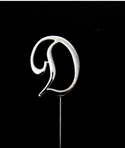 SILVER LETTER D CAKE TOPPER