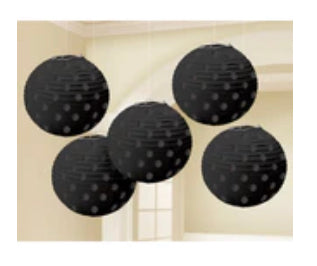 MINI PAPER PAPER LANTERNS 5PK - JET BLACK