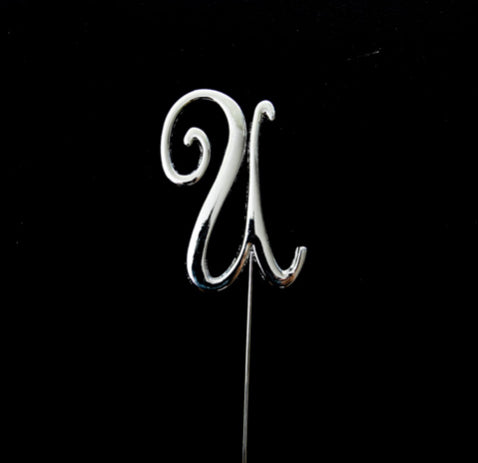 SILVER LETTER U CAKE TOPPER