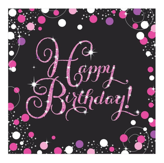 PINK CELEBRATION HAPPY BIRTHDAY LARGE NAPKINS / SERVIETTES (PACK OF 16)