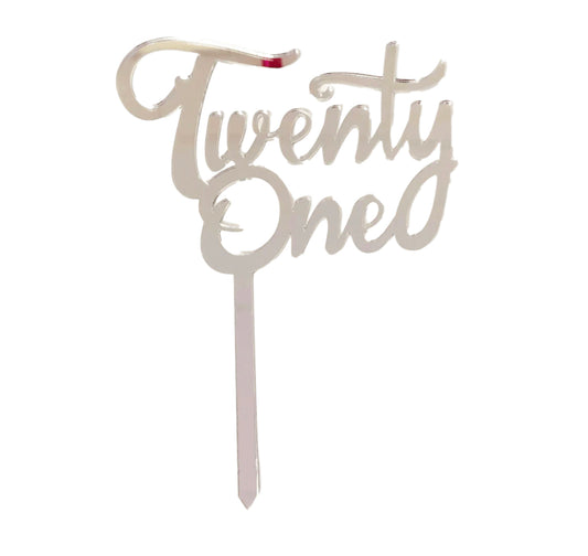 TWENTY ONE SILVER ACRYLIC TOPPER