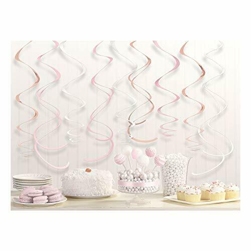 PINK ROSE GOLD SWIRL DECORATIONS (PACK OF 12)