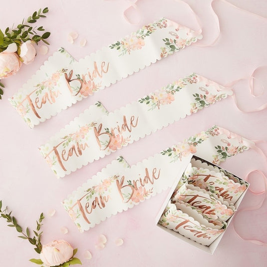 Team Bride Sash (6 Pieces) Rose Gold